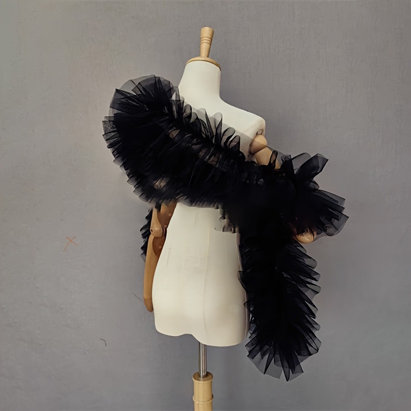 Women Accessories Photos - شال من الشاش الأسود الناعم للعروس،