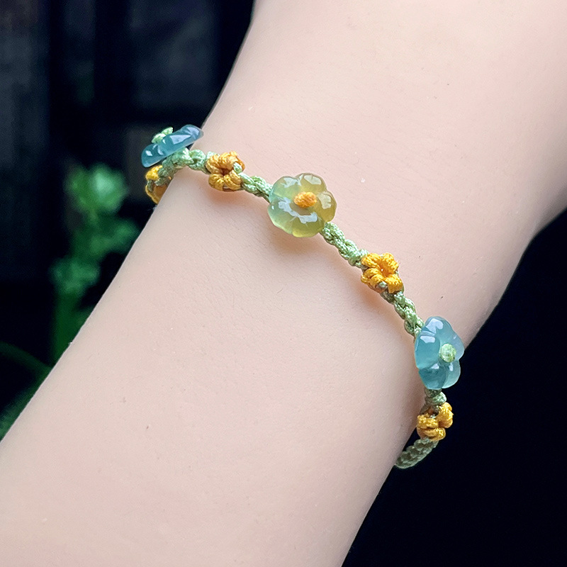 Women Accessories For Gift - ميانمار الجاديت زهرة سوار مصمم المجوهرات