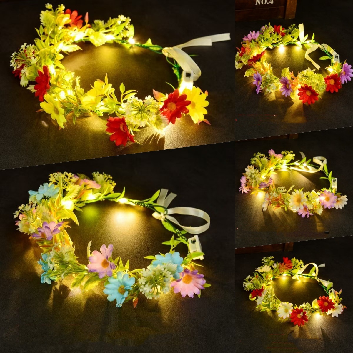 Women Accessories Photos - إكليل زهور مضيء بإضاءة LED، عصابة