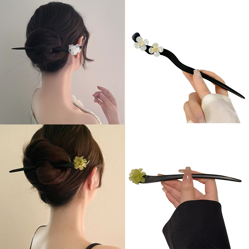 Women Accessories Shop - خمر النمط الصيني زهرة خشبية الشعر