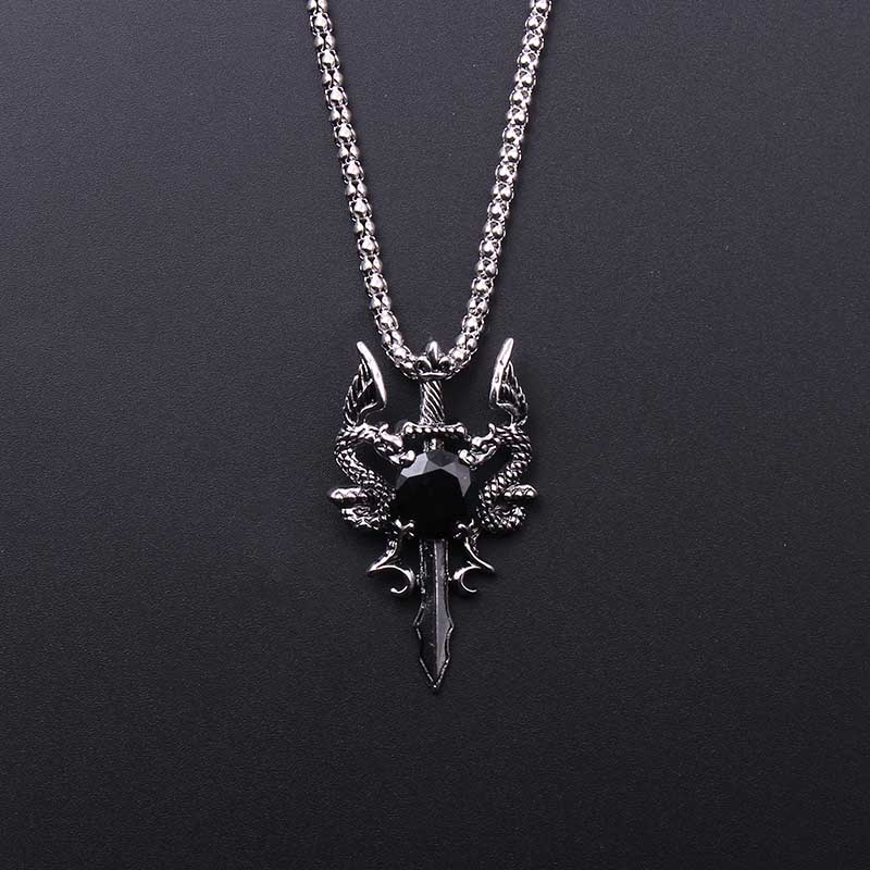 Women Accessories Trendy - قلادة صليب بحجر أسود على شكل